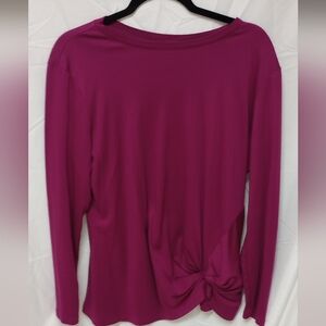 Lands' End Outfitters Fuchsia Long Sleeve Top Cotton Blend LARGE EUC